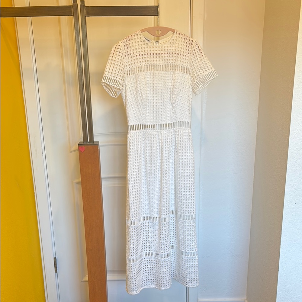 Bebe Elegant White Eyelet Dress